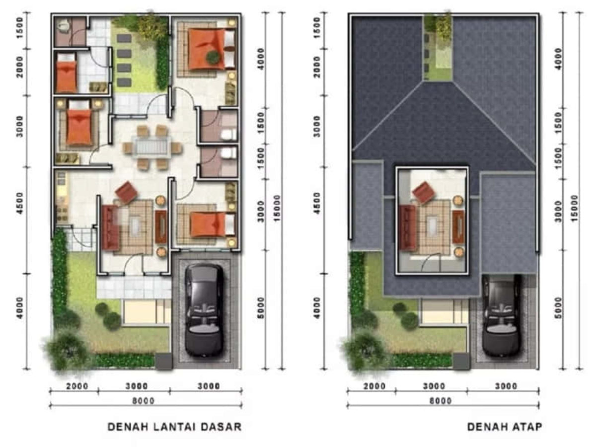 Desain Denah Rumah 2 Lantai Mungil Minimalis Modern Terbaru