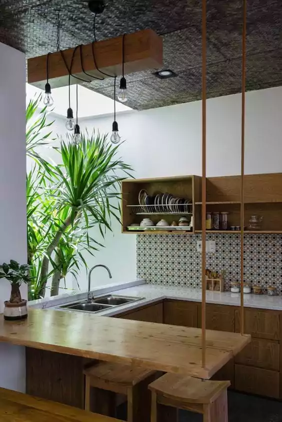 Gambar Desain Dapur Terbuka Dengan Taman