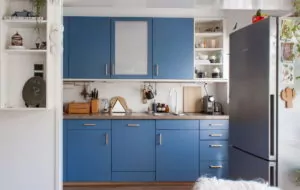 Inspirasi Dapur Minimalis 1x1 Warna Biru