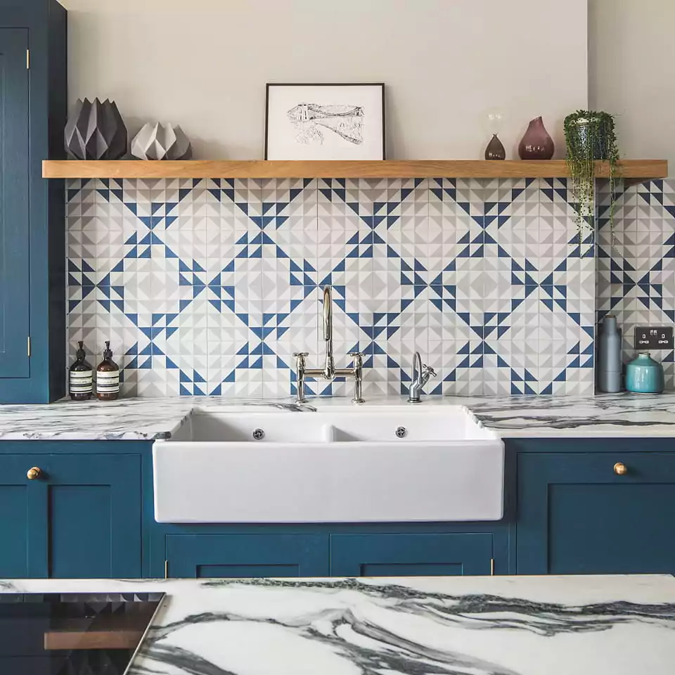 Model Keramik Dinding Dapur Warna Biru