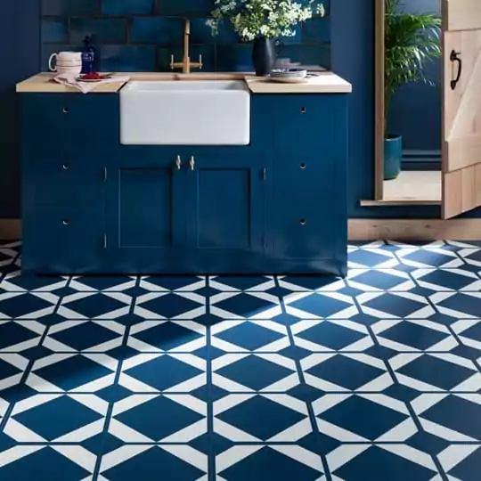 Model Keramik Lantai Dapur Warna Biru