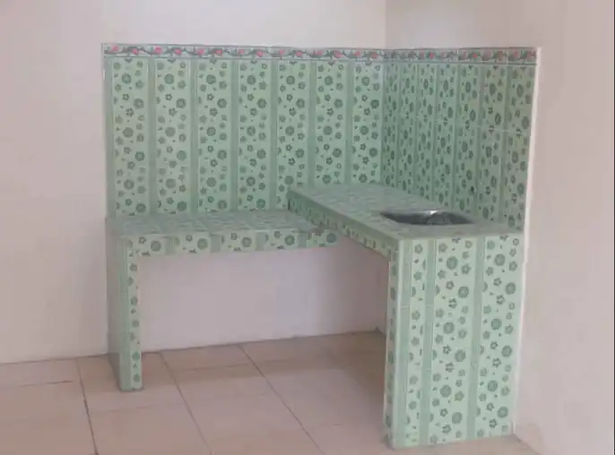 keramik meja dapur motif bunga
