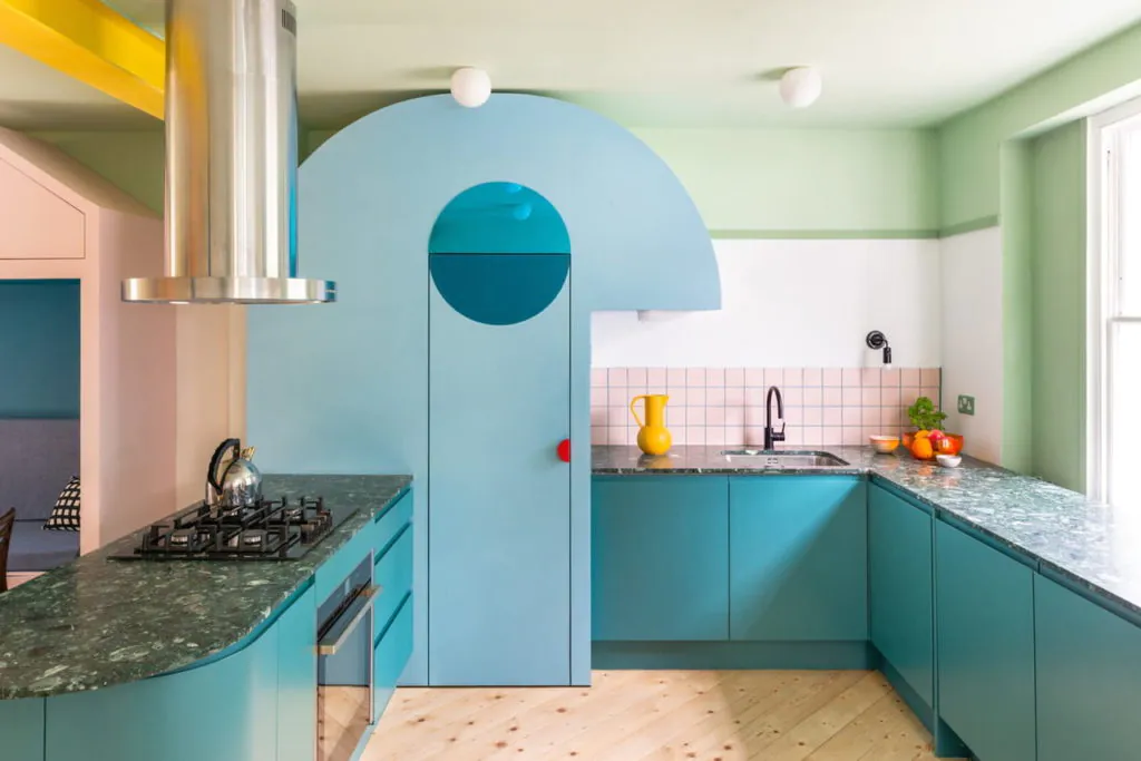 meja dapur granit letter u