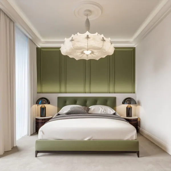 dekor kamar warna hijau putih