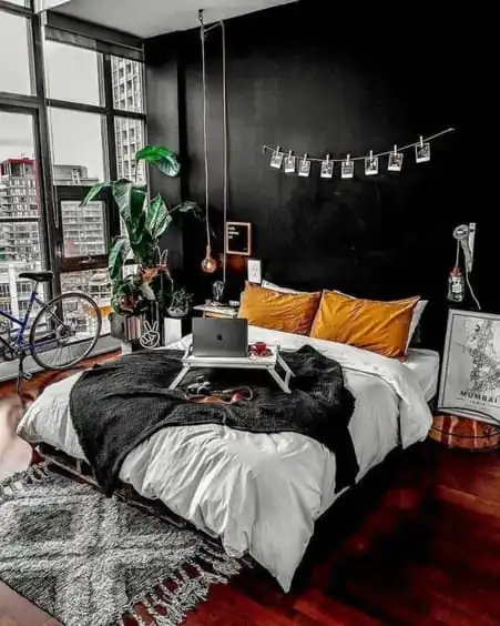dekorasi kamar aesthetic hitam putih