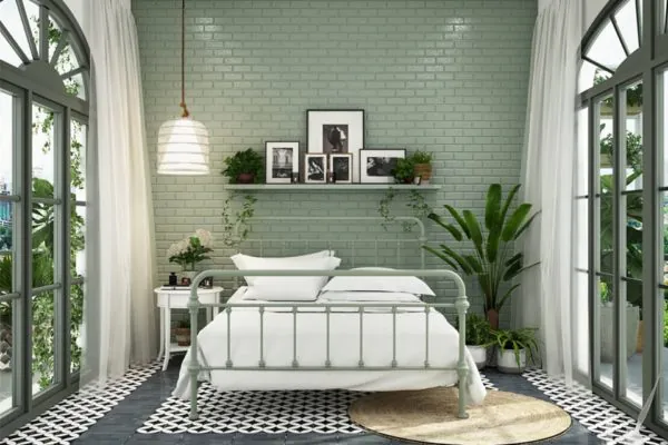 dekorasi kamar berwarna hijau