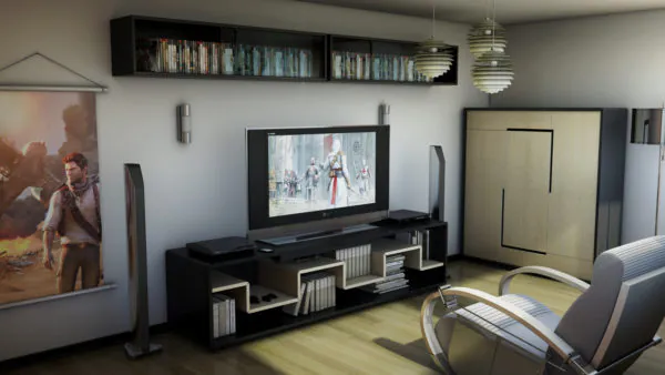 dekorasi kamar gaming simple