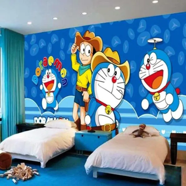 dekorasi kamar wallpaper doraemon