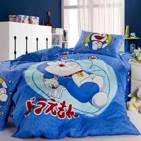 dekorasi kamar warna biru doraemon