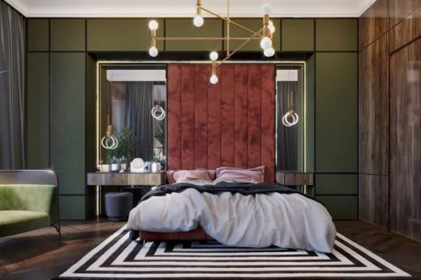 dekorasi kamar warna hijau army