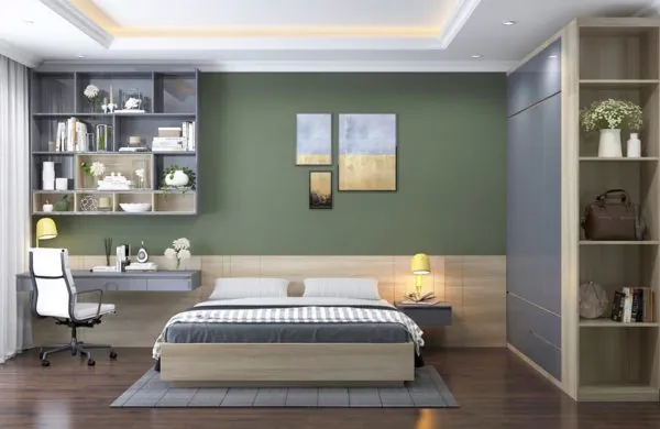 dekorasi kamar warna hijau tua
