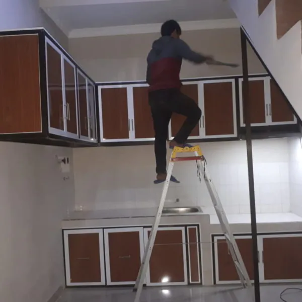 kitchen set alumunium coklat murah