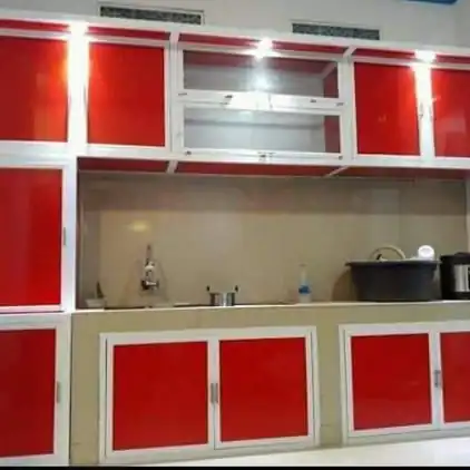 kitchen set alumunium merah