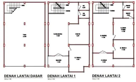 denah ruko 2 lantai minimalis