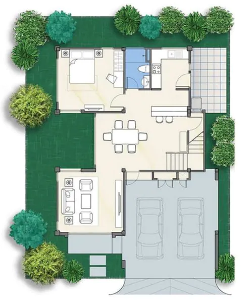 denah rumah 6x10 2 lantai