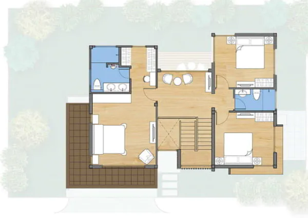 denah rumah 6x10 3 kamar