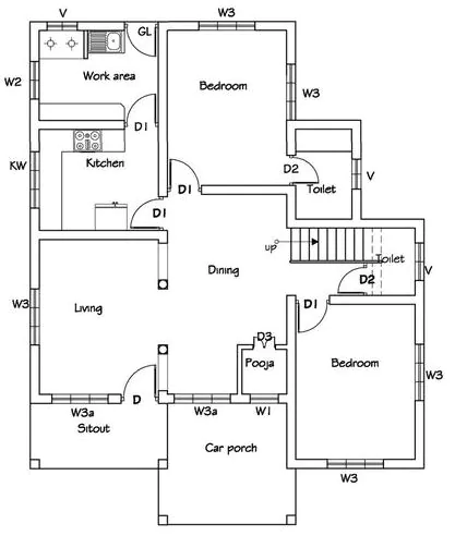 denah rumah 6x8 3 kamar umum
