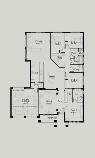 denah rumah 9x12 2 lantai modern