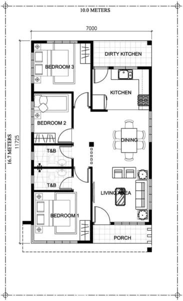 denah rumah sederhana 3 kamar