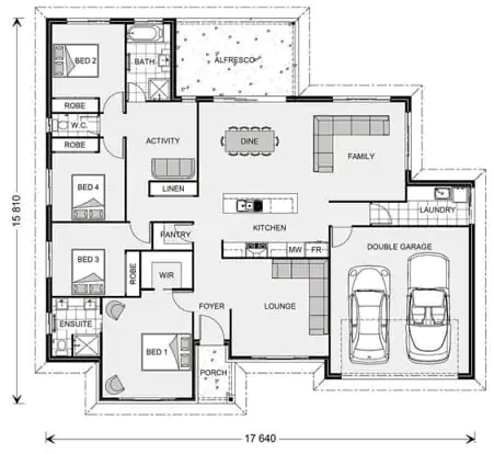denah rumah ukuran 9x12 4 kamar modern