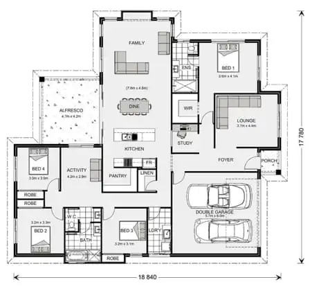 denah rumah ukuran 9x12 4 kamar