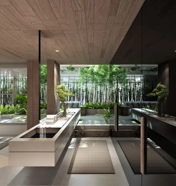 kamar mandi mewah dan luas semi outdoor