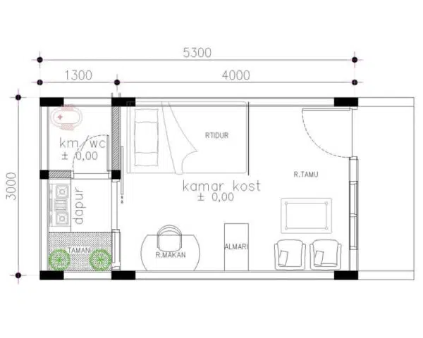 banner denah kamar kost 3x4