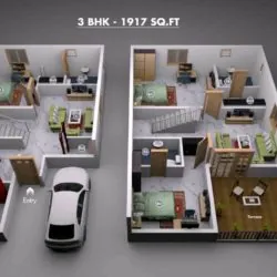 banner denah rumah 2 lantai 3d