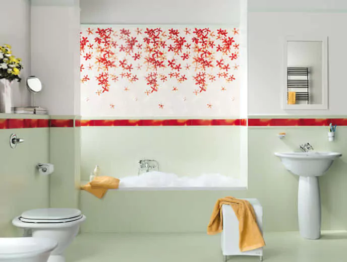 banner keramik dinding kamar mandi motif bunga