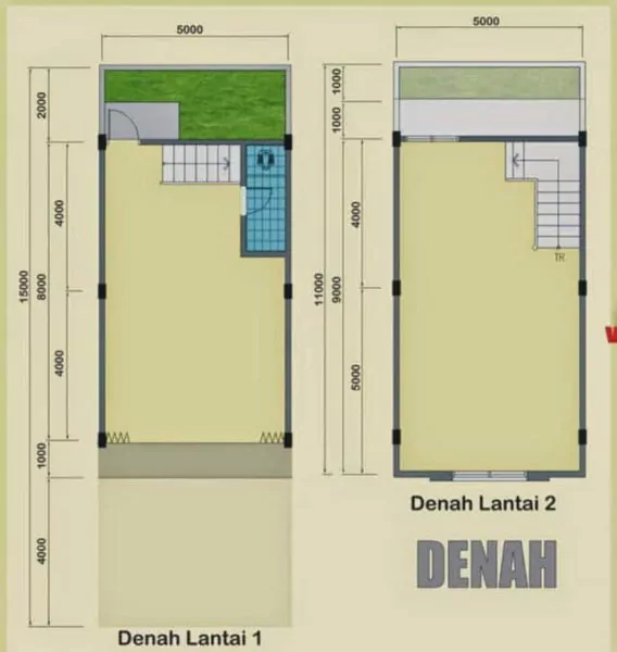 denah ruko 2 lantai 5x10