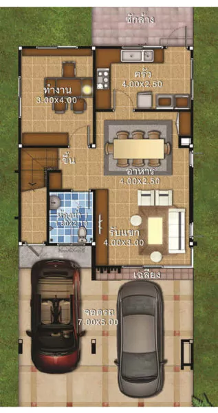 denah rumah 7x12 1 lantai