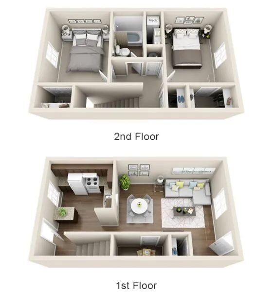 denah rumah type 36 2 lantai 3d
