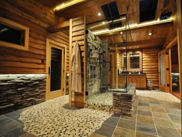 kamar mandi lantai batu kerikil mewah