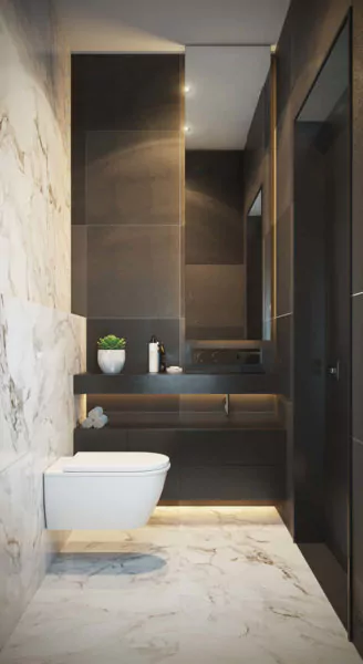 kamar mandi minimalis hitam putih