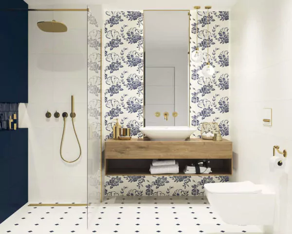 keramik dinding kamar mandi motif bunga mewah