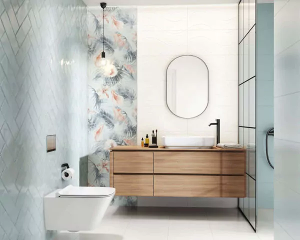 keramik dinding kamar mandi motif bunga minimalis