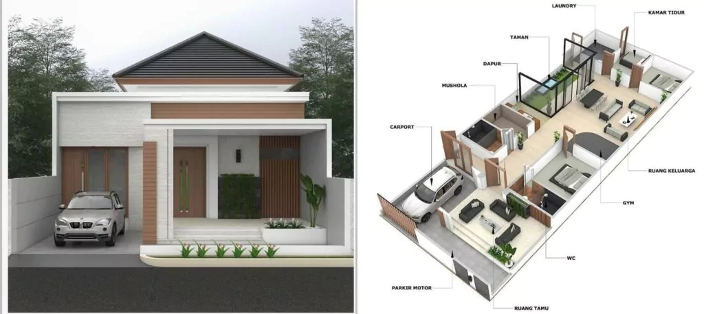 banner denah rumah 3 kamar tidur 1 mushola