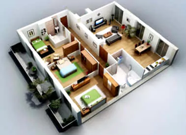 denah denah rumah minimalis 3 kamar tidur type 36 3d
