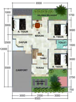 denah denah rumah minimalis 3 kamar tidur type 36 sederhana