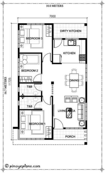 denah pondasi rumah ukuran 6x12 3 kamar di perumahan