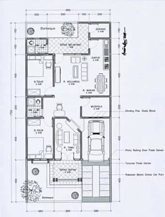 denah pondasi rumah ukuran 7x9 lengkap
