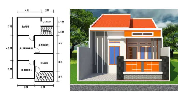 denah pondasi rumah ukuran 7x9 modern