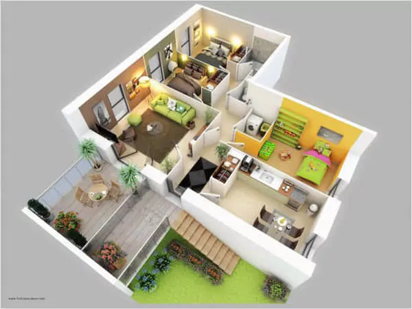 denah rumah 6x8 3 kamar 2 lantai