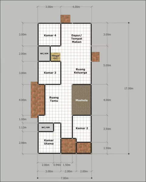 denah rumah 6x9 minimalis