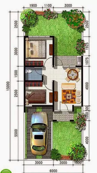 denah rumah type 36 1 lantai