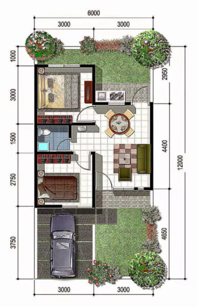 desain rumah ukuran 6x9 sederhana