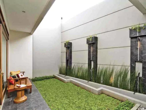 taman rumah minimalis type 36 di belakang