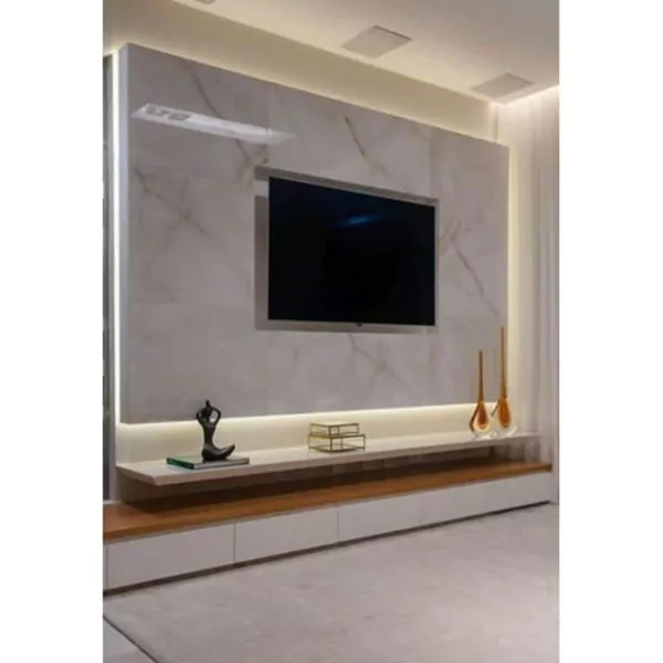 backdrop tv simple dinding marmer