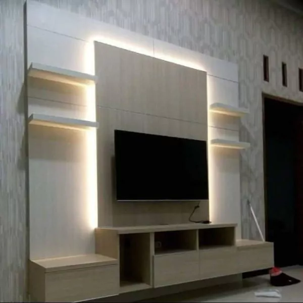 backdrop tv simple kayu beserta partisi