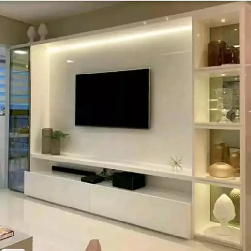 backdrop tv simple putih